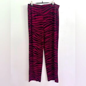 Chico’s Travelers Size 2S 12/14S Red Black Zebra Print Wide Leg Pants Women’s